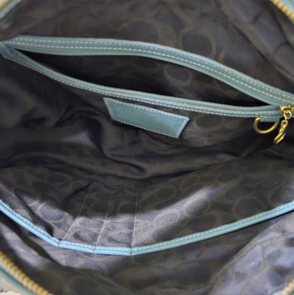 Vintage Coach Penelope Sachel / Travel Bag Purse # 9766 (Turquoise Blue) - Picture 15 of 16